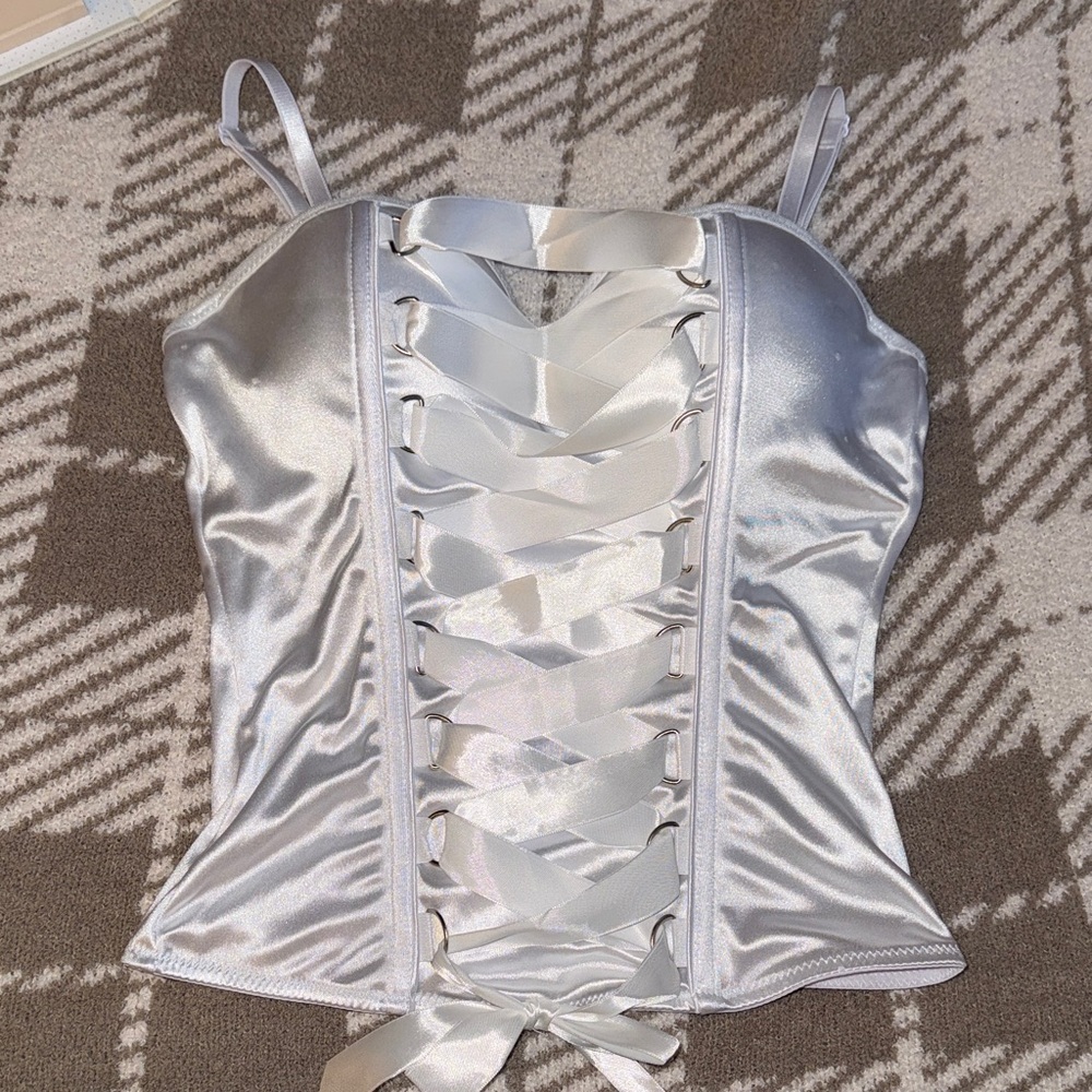 White Satin Corset Top